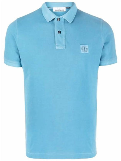 Men's Logo Patch Cotton Short Sleeve Polo Shirt Blue - STONE ISLAND - BALAAN 2