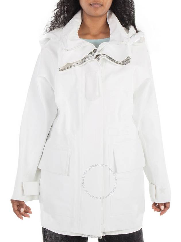 Burberry Ladies White Stud-Embellished Details Hooded Coat, Size Small - BURBERRY - BALAAN 1