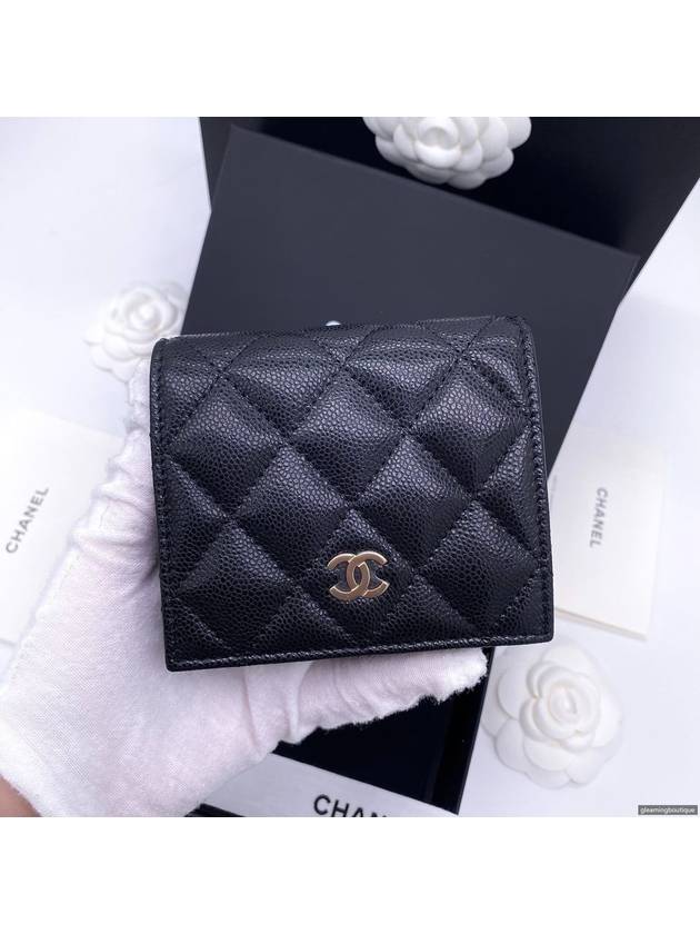 Small Flap Wallet Caviar Leather Black - CHANEL - BALAAN 4