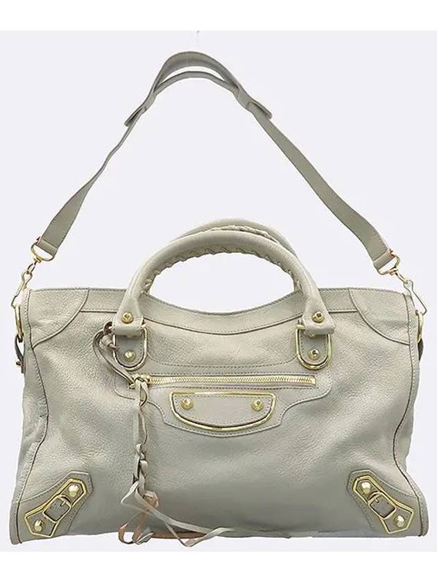 390154 Gray color leather edge motor city tote bag shoulder strap auxiliary mirror - BALENCIAGA - BALAAN 4