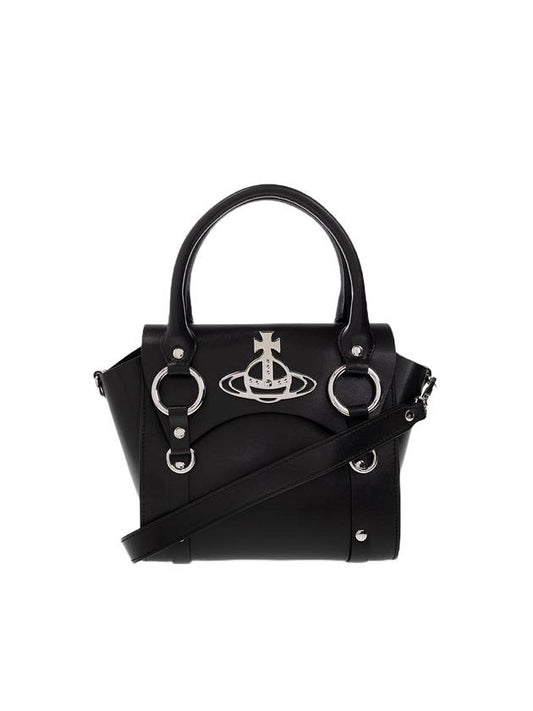 Women's Betty Logo Patch Small Tote Bag Black - VIVIENNE WESTWOOD - BALAAN.