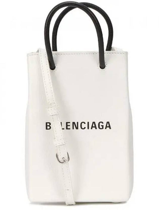 Logo Print Phone Holder Small Cross Bag White - BALENCIAGA - BALAAN 2