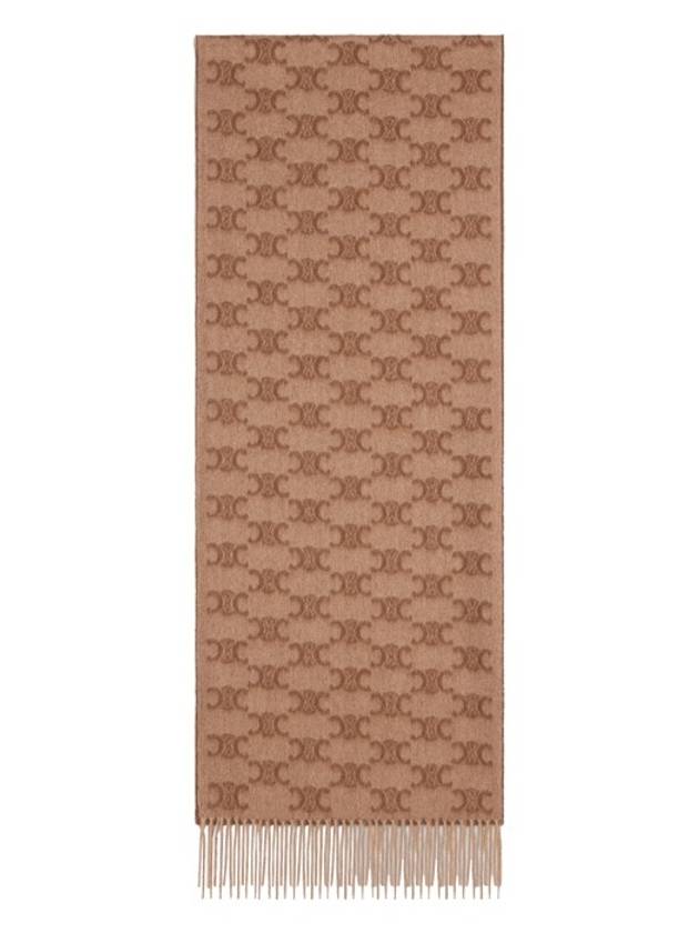 Beige Toffee Cashmere Triomphe Reversible Scarf 2AW02252U 02LG - CELINE - BALAAN 1