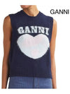 Logo Heart Gilet Vest Navy - GANNI - BALAAN 5