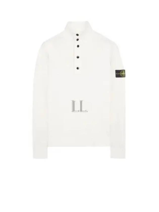 Compass Patch Cotton Fleece Polo Knit Top White - STONE ISLAND - BALAAN 2