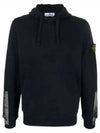 Tape For Print Brushed Cotton Fleece Hoodie Navy - STONE ISLAND - BALAAN 2