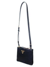 Gold Logo Double Zip Nylon Cross Bag Black - PRADA - BALAAN 3