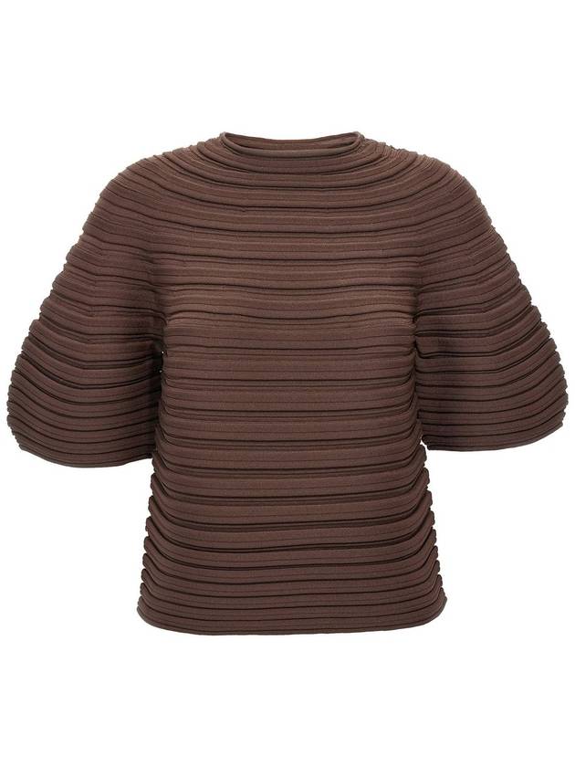 Mushroom Knit Short Sleeve T-Shirt Brown - ISSEY MIYAKE - BALAAN 1