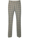 Men's Check Linen Wool Tailored Straight Pants Grey - GUCCI - BALAAN 1