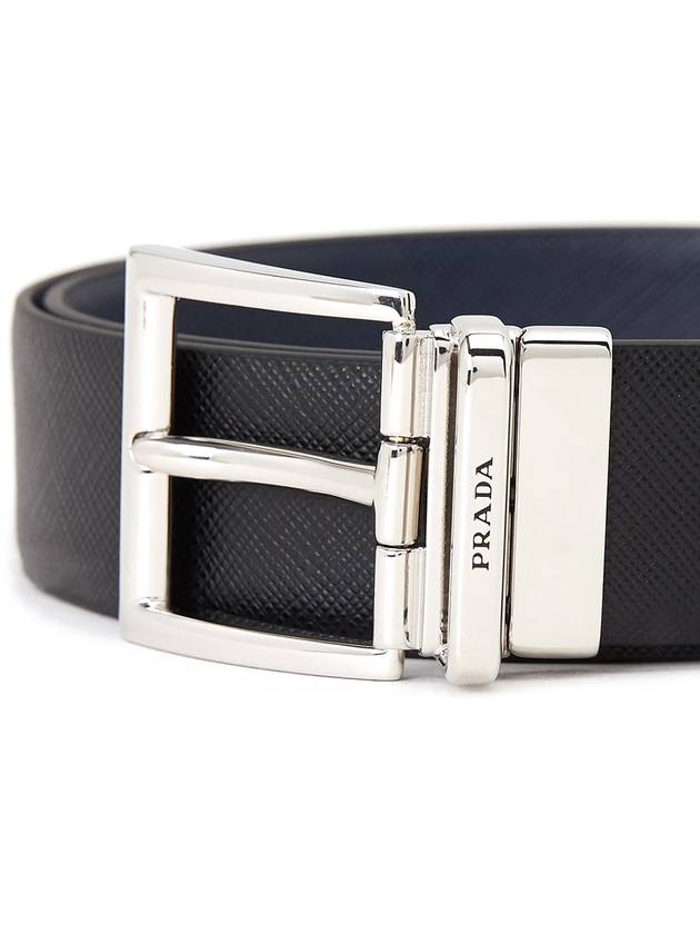 Two-Tone Reversible Saffiano Belt Baltic Blue - PRADA - BALAAN 6