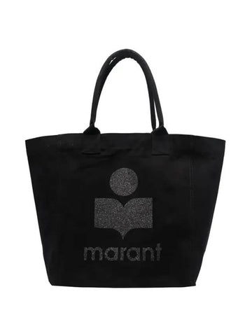 Women's Yenky Glitter Logo Tote Bag Black - ISABEL MARANT - BALAAN 1