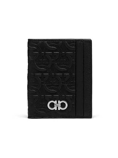 Embossed Logo Flap Gancini Card Wallet Black - SALVATORE FERRAGAMO - BALAAN 2