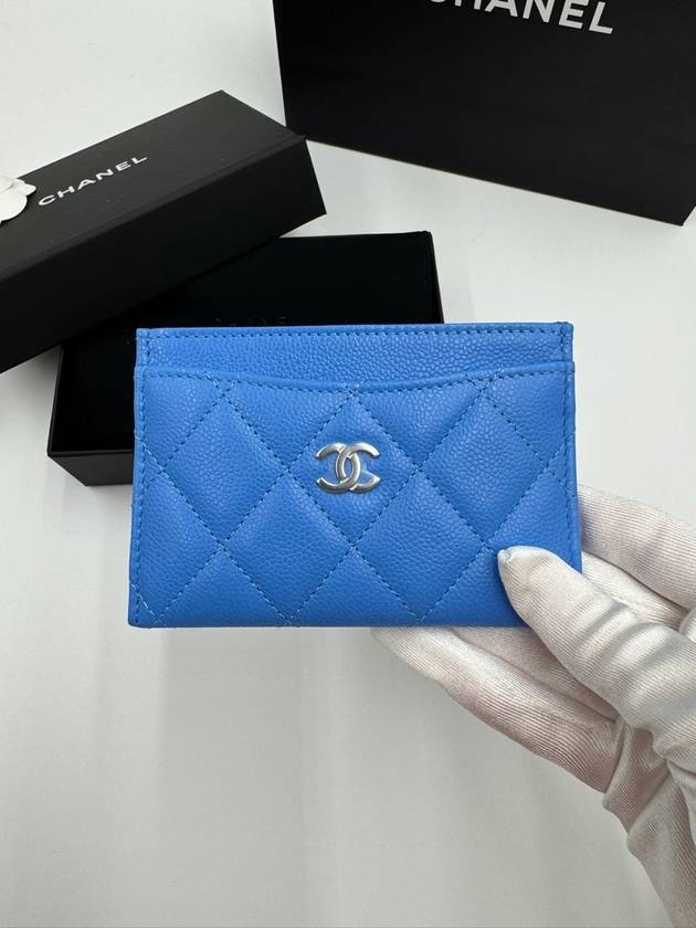 Classic card holder caviar blue silver AP0213 - CHANEL - BALAAN 4