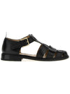 Vitello Calf Brogue Fisherman Sandals Black - THOM BROWNE - BALAAN.