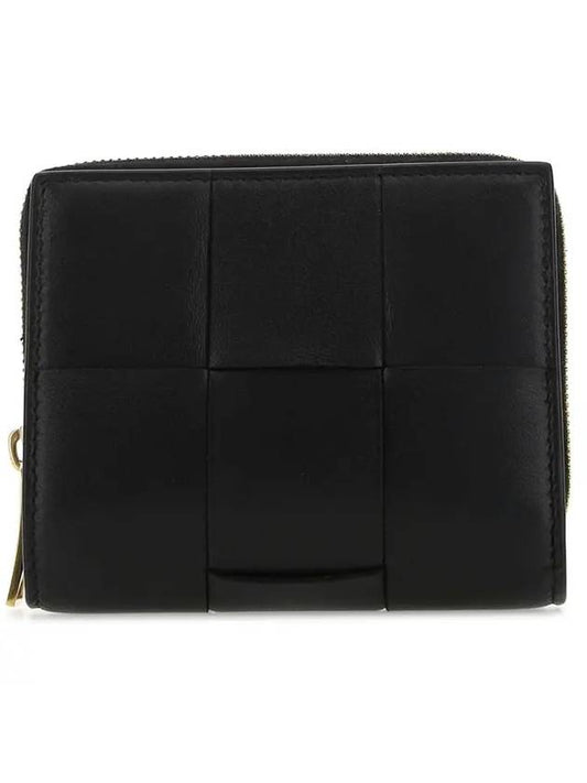 Intrecciato Bifold Zipper Halfwallet Black - BOTTEGA VENETA - BALAAN.