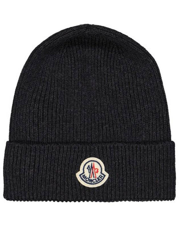 Logo patch wool beanie 3B70500 A9342 998 - MONCLER - BALAAN 1