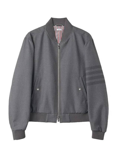 Men's 4 Bar Ribbed Knit Bomber Jacket Grey - THOM BROWNE - BALAAN 2