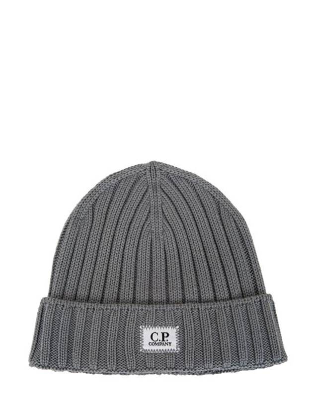 Extra Fine Merino Wool Logo Beanie Grey - CP COMPANY - BALAAN 1