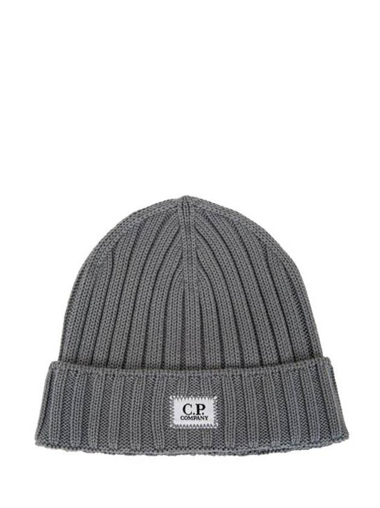 Extra Fine Merino Wool Logo Beanie Grey - CP COMPANY - BALAAN 1