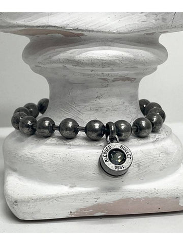 Ball Chain Bulletback 9mm Bracelet Dark Silver - BLESSED BULLET - BALAAN 1