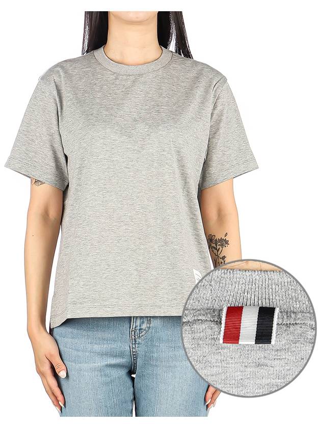 Logo Patch Lightweight Jersey Relaxed Fit Short Sleeve T-Shirt Grey - THOM BROWNE - BALAAN 2