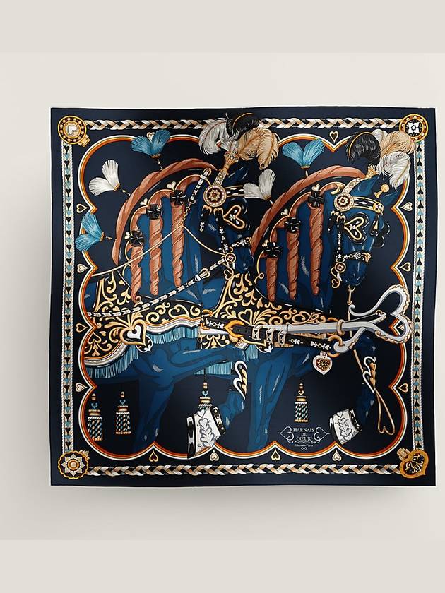 Harnais De Coeur Silk 90 Scarf Marine - HERMES - BALAAN 2