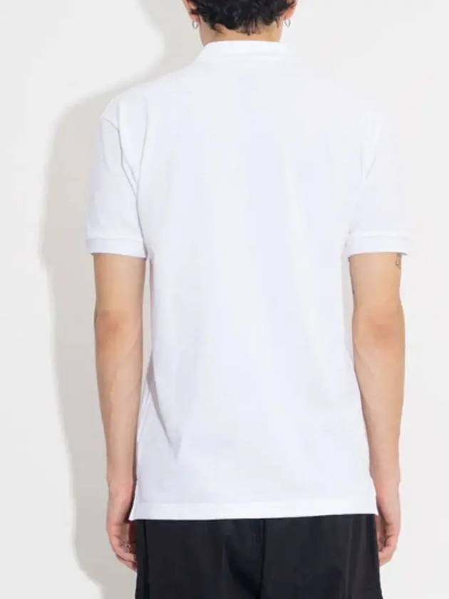 Men's Black Heart Waffen Short Sleeve Polo Shirt White - COMME DES GARCONS - BALAAN 3