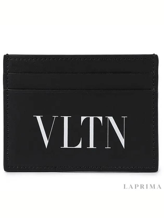 VLTN Logo Print Leather Card Wallet Black - VALENTINO - BALAAN 11