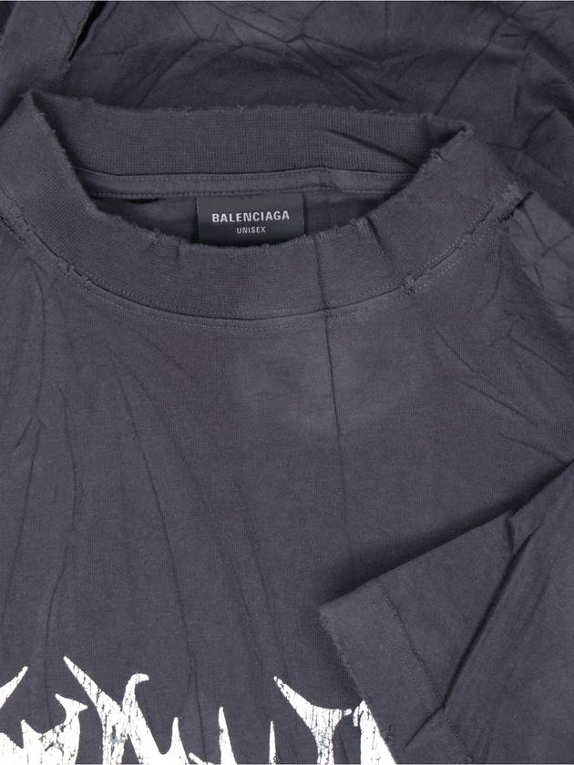 Logo Print Short Sleeve T-Shirt Washed Black - BALENCIAGA - BALAAN 4