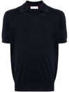 Knit Short Sleeve Polo Shirt Navy - BRUNELLO CUCINELLI - BALAAN 2