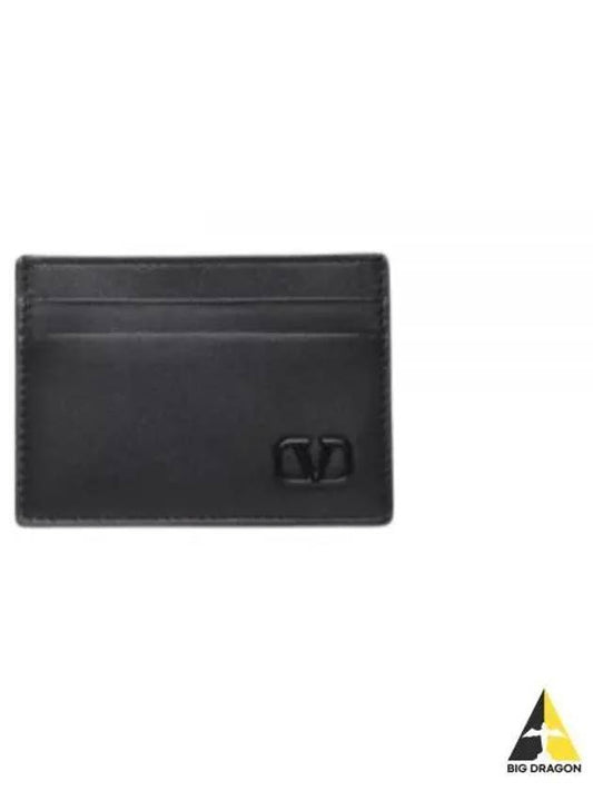 Logo Leather Card Wallet Black - VALENTINO - BALAAN 2