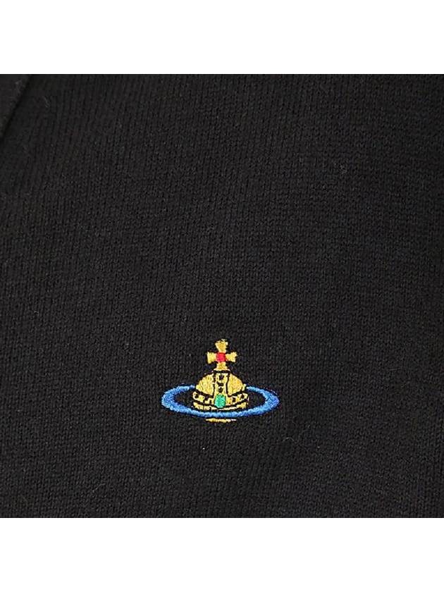 ORB Embroidery Logo V Neck Cardigan Black - VIVIENNE WESTWOOD - BALAAN 5