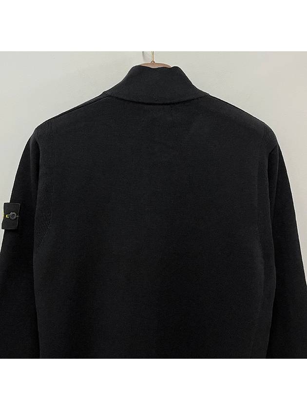 503A1 Stretch RWS Wool Knit Cardigan Black - STONE ISLAND - BALAAN 6