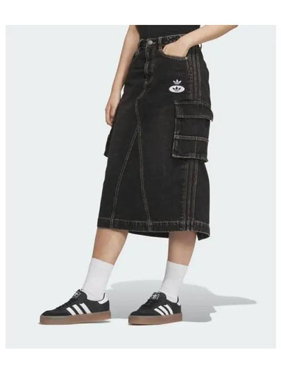 Racing V-Day Denim Midi A-Line Skirt Black - ADIDAS - BALAAN 2