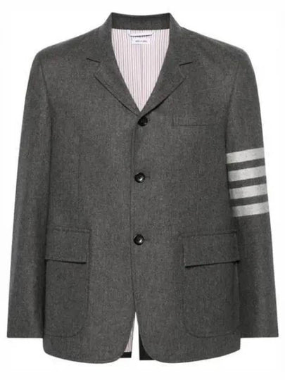 4 Bar Stripe Single Breasted Wool Jacket Grey - THOM BROWNE - BALAAN 2