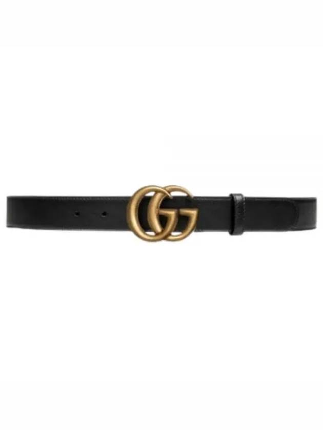 Men's GG Marmont Double G Buckle Gold Hardware Leather Belt Black - GUCCI - BALAAN 2