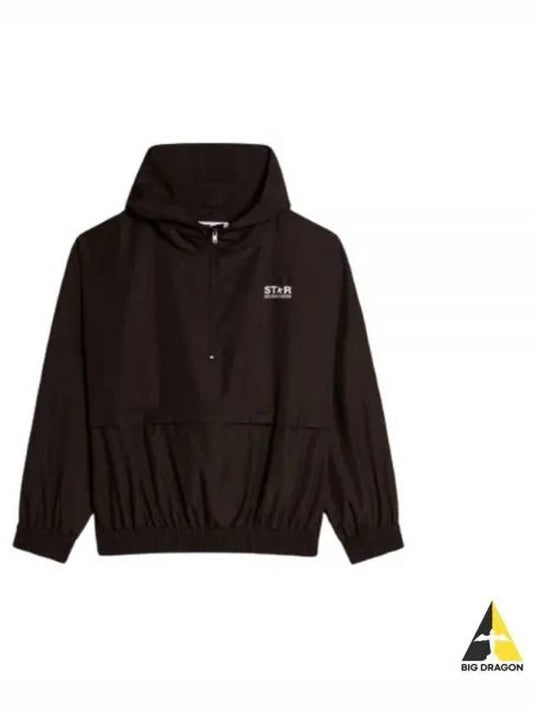 Men's Back Logo Hooded Windbreaker Black - GOLDEN GOOSE - BALAAN 2