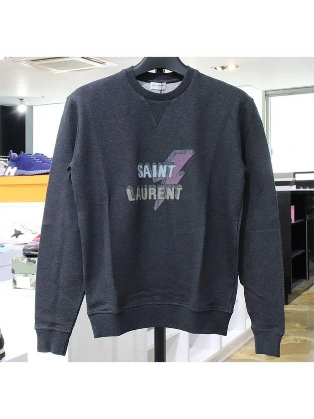 Logo Print Cotton Sweatshirt Grey - SAINT LAURENT - BALAAN 3