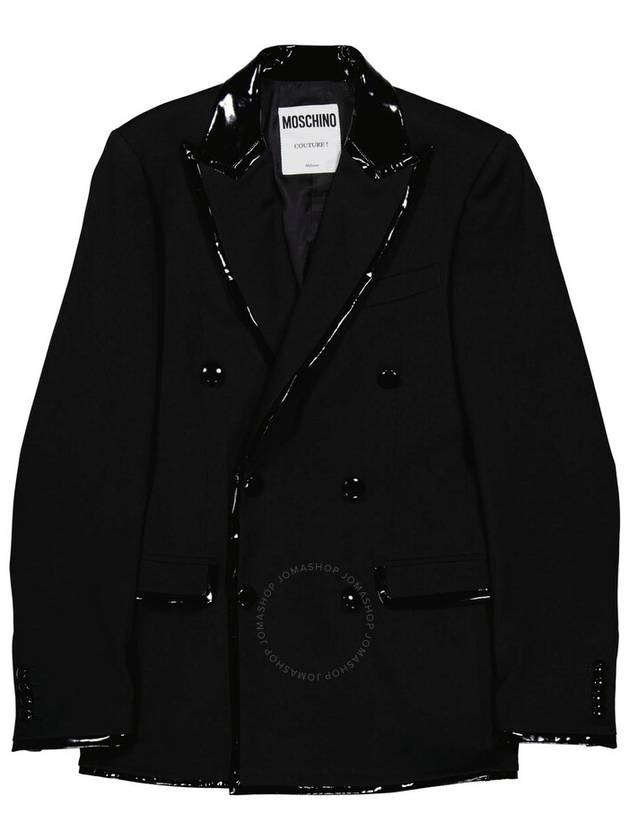 Moschino Men's Black Double-Breasted Piped Blazer, Brand Size 46 (US Size 36) - MOSCHINO - BALAAN 1