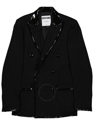 Moschino Men's Black Double-Breasted Piped Blazer, Brand Size 46 (US Size 36) - MOSCHINO - BALAAN 1