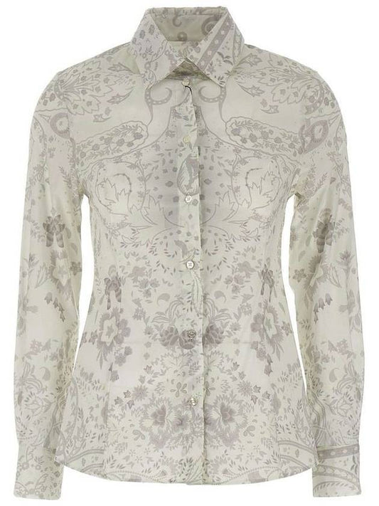 Women's Floral Print Long Sleeve Shirt White - ETRO - BALAAN.