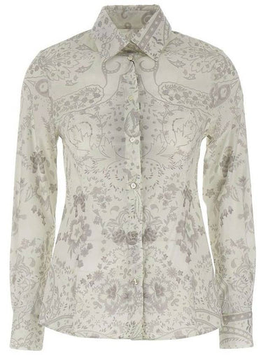 Women's Floral Print Long Sleeve Shirt White - ETRO - BALAAN 1