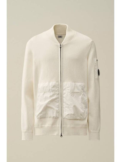 Cotton Mixed Bomber Cardigan White - CP COMPANY - BALAAN 2