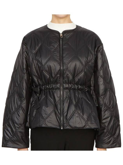 Shiny Quilted Zip-Up Jacket Black - GANNI - BALAAN 2