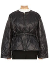 Shiny Quilted Zip-Up Jacket Black - GANNI - BALAAN 4