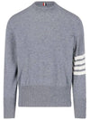 Diagonal Classic Cashmere Knit Top Light Grey - THOM BROWNE - BALAAN 2