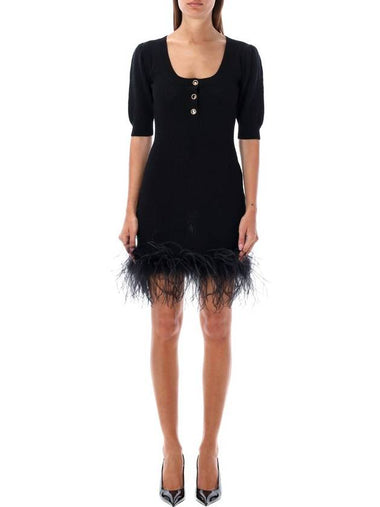 Alessandra Rich Mini Dress Feather Trim - ALESSANDRA RICH - BALAAN 1