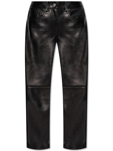 Versace Leather Pants With Logo, Women's, Black - VERSACE - BALAAN 1