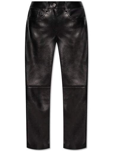 Versace Leather Pants With Logo, Women's, Black - VERSACE - BALAAN 1