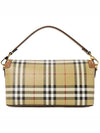 Women's Check Leather Top Handle Shoulder Bag Beige - BURBERRY - BALAAN 5